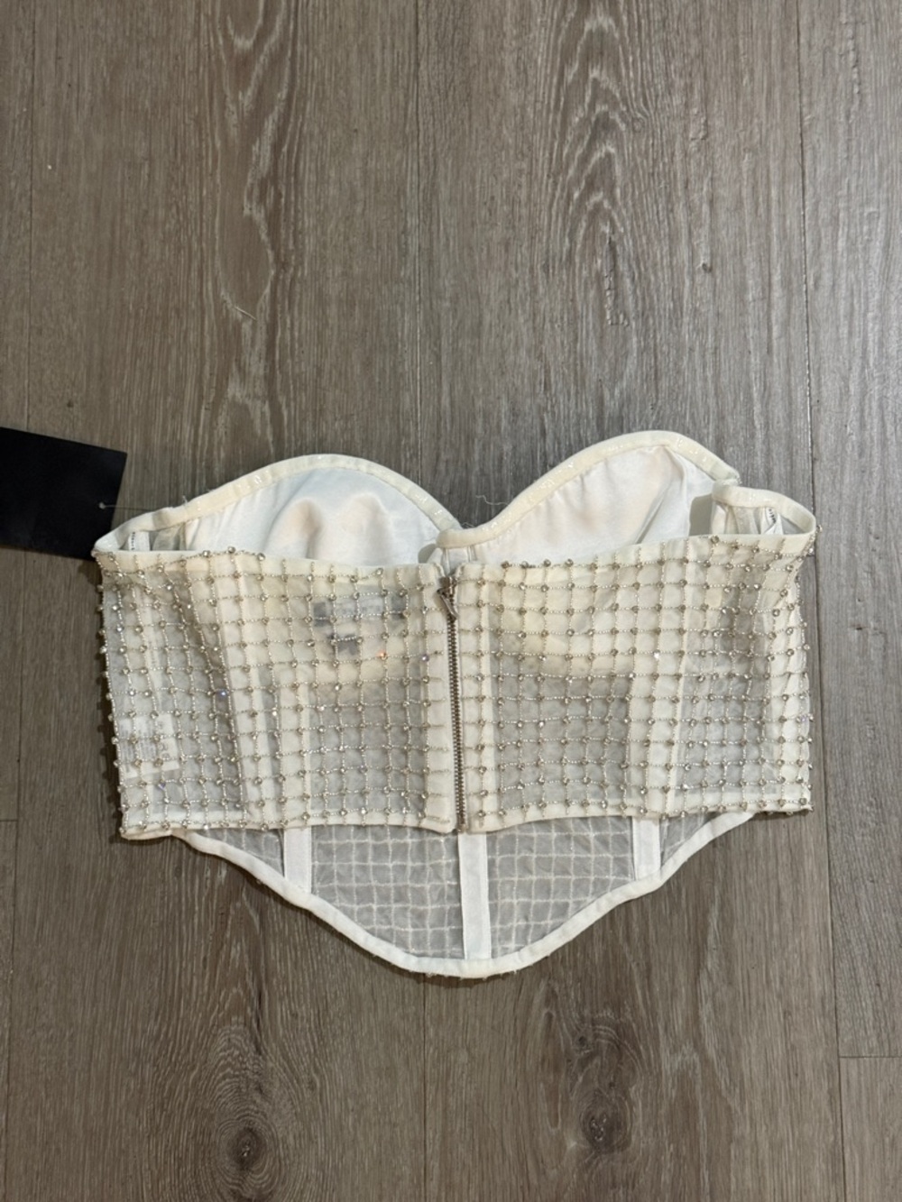 Retrofete Margery Crystal Embellished Mesh Bustier Crop Too XL - Picture 3 of 4